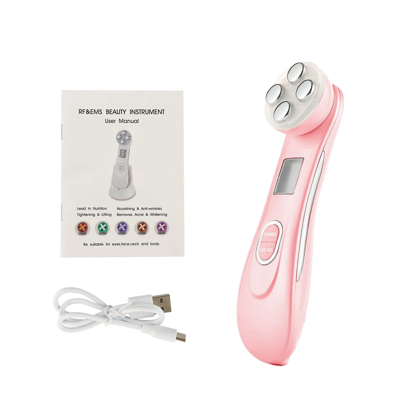 M53D Massageador Facial 5-EM-1 RF Radiofrequência LED